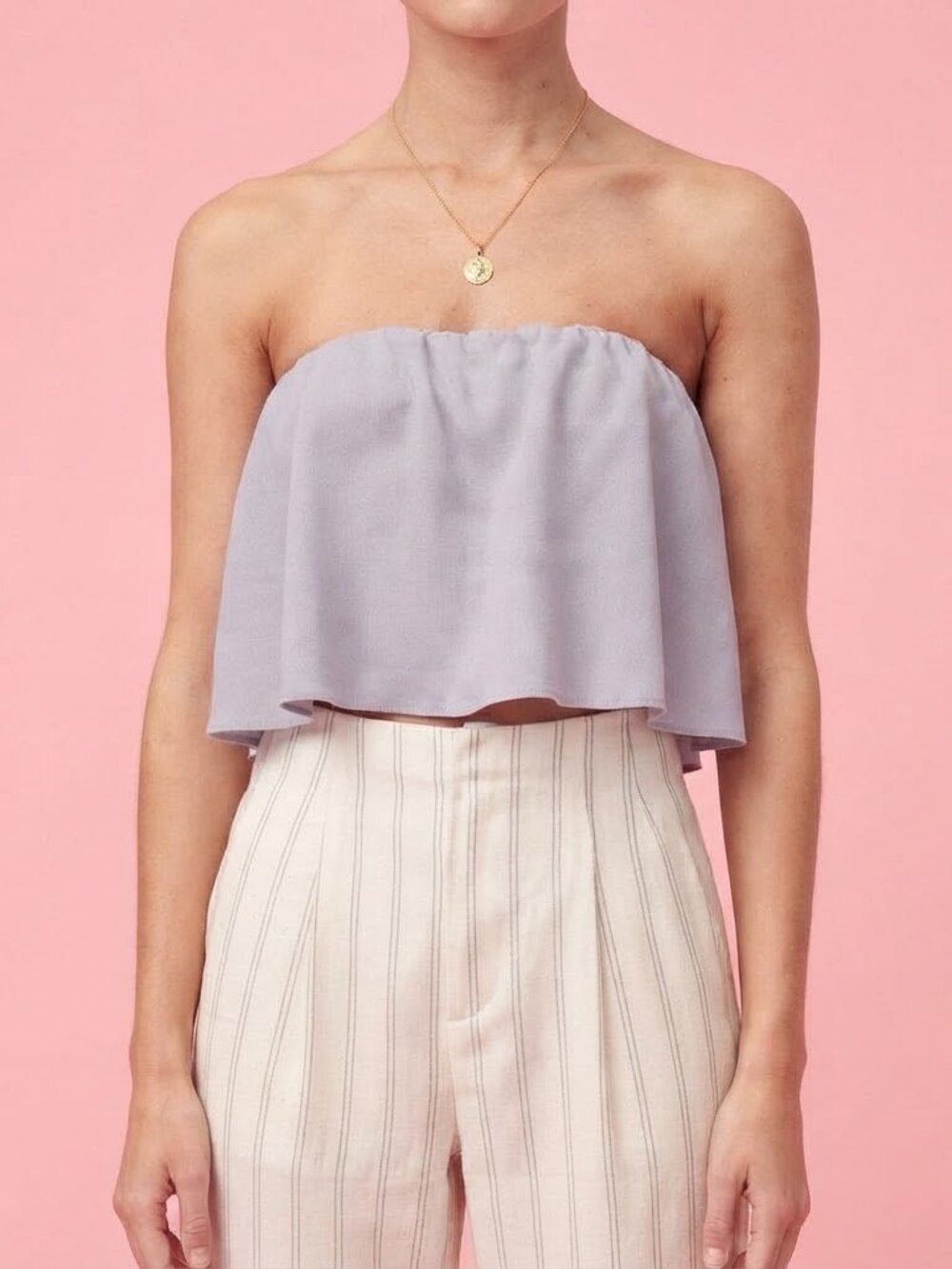 ARITZIA WILFRED Light Gray Strapless Crop Top